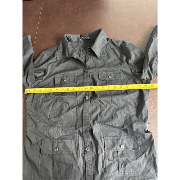 Chaus Womens Black Button-Up Shirt Jacket/Belted Waist & Roll-Up Sleeves size M - Picture 10 of 12